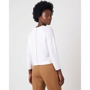 Henry Christ Womens Large Roundneck Pullover w/ Raglan Sleeves White Cotton Gold